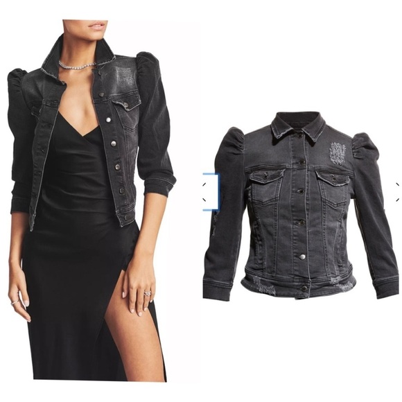 Retrofete puff sleeve Ada jacket in faded black - Picture 4 of 13